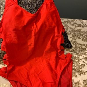 Bright Red One Piece Swim! Never Worn!
